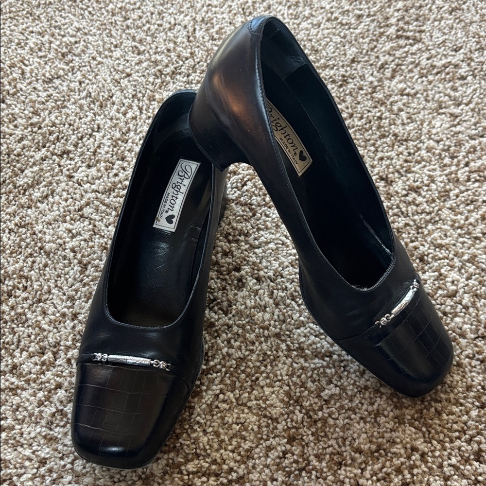Brighton Black Heels with Silver Accents